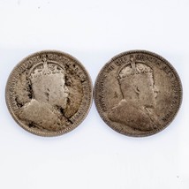 Lot of 2 Canadian 25C Coins 1905 and 1907 Fine Condition KM #11 - £53.37 GBP