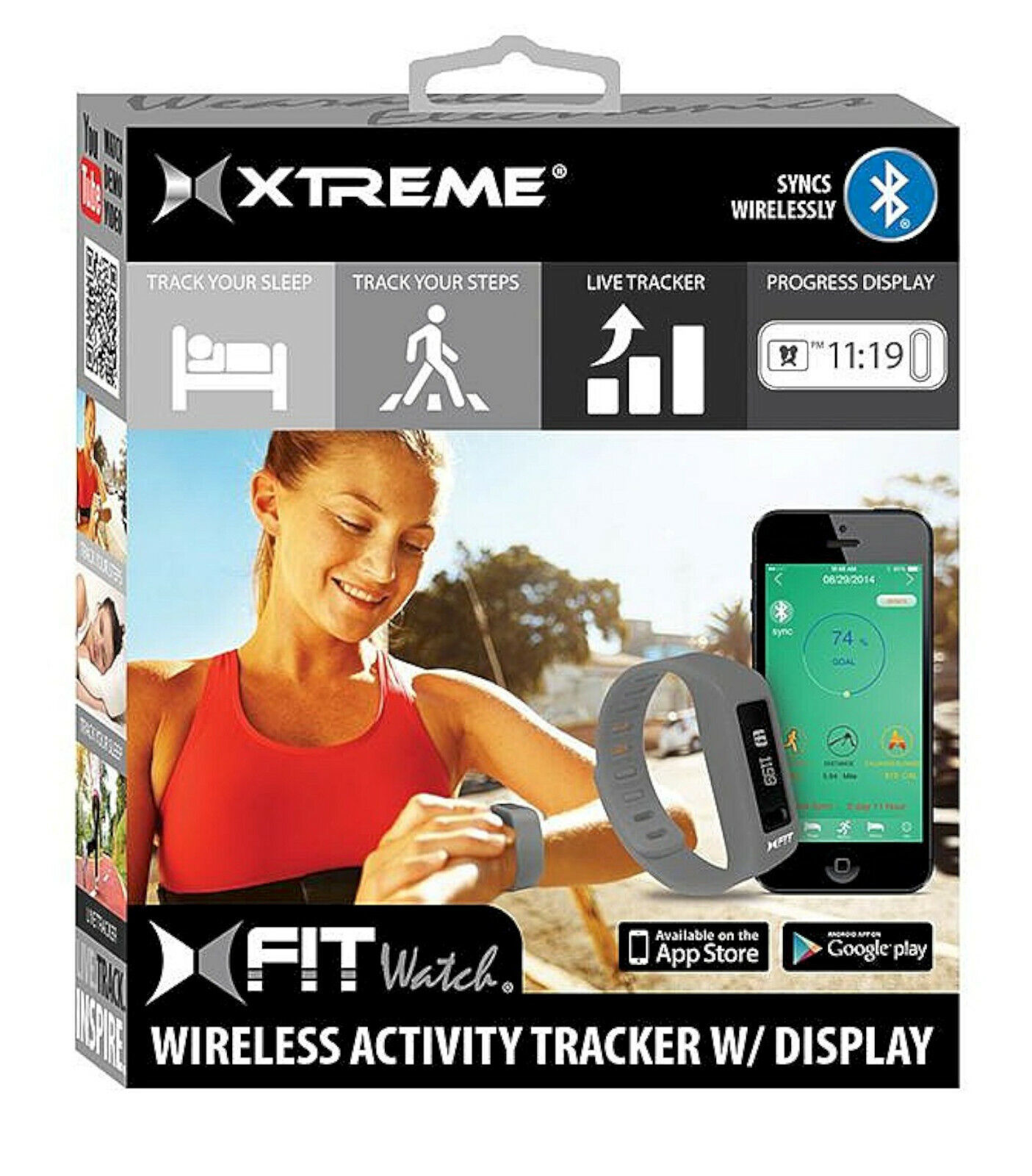 Primary image for NEW Xtreme Cables XFit Fitness Watch for Smartphones Gray Activity Tracker grey