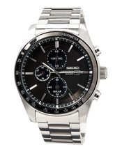 Seiko Solar Chronograph Men&#39;s Watch Stainless Steel with Metal Strap, Si... - £374.43 GBP
