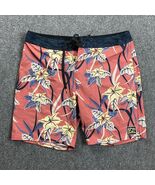 Rip Curl Board Shorts Adults 34 Mirage Red Floral Drawstring Polyester Mens - $22.25 CAD