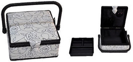 Suzy&#39;s Hobby Baskets Small Square Black and White Floral SB012 - £24.19 GBP