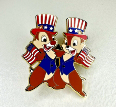 2008 Disney Pin 4th of July Patriotic Chip &#39;n&#39; Dale Flags and Hats America - $8.59