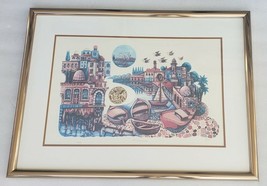 Hand Signed Amram Ebgi City of Jaffa 168/950 Embossed Judaica Art Litho Print - £455.56 GBP