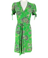 Veronica M Wrap Dress Womens S Green Floral V-Neck Stretch Cool Comfortable - $58.20 CAD