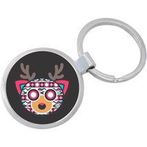 Aztec Deer on Black Keychain - Includes 1.25 Inch Loop for Keys or Backpack - £8.63 GBP