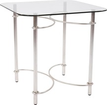 Side Table HOWARD ELLIOTT Traditional Antique Clear Polished Silver Metal - £995.45 GBP