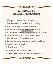 12 Things To Always Remember: Insperational Wall Art 8X10 Photo - £6.65 GBP