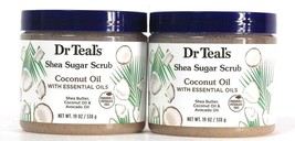 2 Count Dr Teal&#39;s 19 Oz Coconut Oil Essential Oils Shea Butter Sugar Scrub - £27.16 GBP
