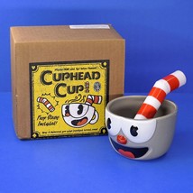 Cuphead Ceramic Mug Coffee Cup with Prop Straw Stirrer 10oz Official Stu... - £17.46 GBP
