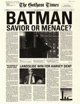 Batman The Dark Knight Gotham Times Savior Or Menace Harvey Dent Print/R... - $3.22