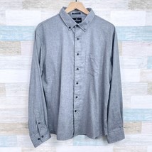 Thomas Wages No 2 Flannel Herringbone Shirt Gray Button Up Long Sleeve M... - $89.09