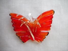 HOT BRIGHT RED GARDEN LOVER MAGICAL BUTTERFLY GLASS PENDANT JEWELRY NECK... - $11.20 CAD