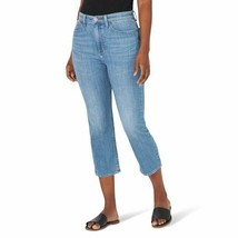 Lee Women&#39;s Straight Leg Cropped Jean Straight Crop High Rise Relaxed Fit Blue - £20.33 GBP