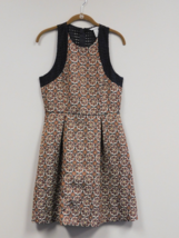 H&amp;M Womens Short Sleeve Dress Round Neck black/brown Batik pattern Size 8 - £19.77 GBP