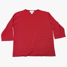 Lisa International Sweater Womens XL Red Solid Acrylic Crew Neck Pullove... - $29.99