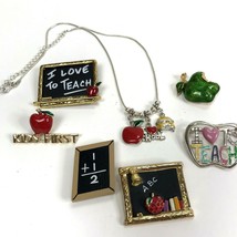 Lot of Teacher Brooches Pins necklace Jewelry Tona Love To Teach Vtg To Modern - £15.41 GBP