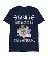 Funny Cat &amp; Book Lover T-Shirt, Gift for Cat &amp; Book Lover Shirt, Easily ... - £15.60 GBP