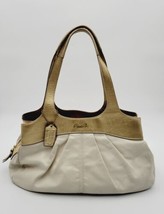 Coach F16312 LEXI Gold &amp; Cream Soft Smooth Leather Shoulder Bag Roomy Purse  - $56.09
