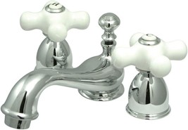 Polished Chrome, 4-Inch Adjustable Center, Porcelain Cross Handle, Restoration - $164.93