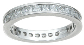 0.75 CT Princess Cut Eternity Band Ring Solid Sterling Silver 3mm Width Size 5-9 - £28.33 GBP