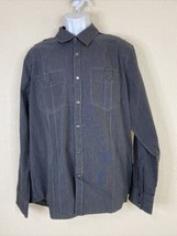 Eighty Eight Platinum Men Size XL Black Striped Snap Up Shirt Long Sleeve Pocket - £5.63 GBP