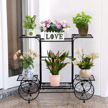 Extra Large Metal Flower Cart Pot Rack Plant Display Stand Holder Home D... - $70.29