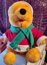 Vintage 1996 Mattel Disney Winnie The Pooh Santa Christmas Stuffed Plush... - $9.89
