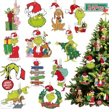 Christmas Tree Decorations 24PCS Christmas Cute Wooden Hanging Ornaments for Tre - £21.73 GBP