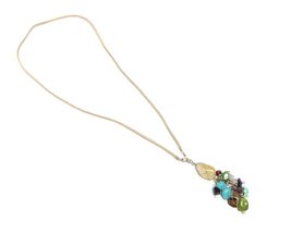 Wire Wrapped Tumbled Healing Gemstone Crystal Pendant Multicolored Chip Stone Da - $17.81