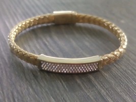 925 Sterling Silver Gold Tone Woven8 mm Wide 7-in Long Bracelet Free Shi... - $49.99