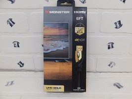 Monster HDMI High Speed 21.0 Gbps 4KHDR UHD Gold 6Ft Cable Certified Premium NEW - £10.27 GBP