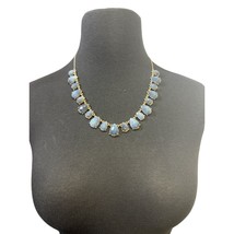 Loft Steel Blue Gray Gemstone Statement Necklace Goldtone 20 inch - £15.91 GBP