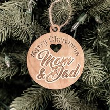 Ornament - Merry Christmas Mom and Dad - Raw Wood 3x3in - £11.74 GBP