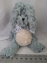 Pier 1 Imports Blue Rabbit Plush Bunny 12 Inch Polka Dot Ribbon Feet Satin - $14.95