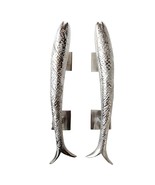 Pisces Fish Brass Door Pulls Knob 7&quot; Vintage Old Style Silver Door Handle - $91.63 CAD+