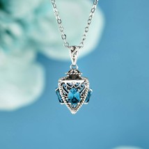 Natural London Blue Topaz Pyramid Shape Vintage Style Pendant in 9K Whit... - $6.00