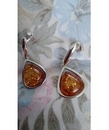 &quot;SOLEIL AMBER&quot; HONEY AMBER DROP EARRINGS SET IN 925 STERLING SILVER - $522.58 MXN