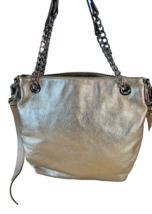 Michael Kors Chain Strap Crossbody Shoulder Bag Gold Metallic Pebbled Le... - $59.00