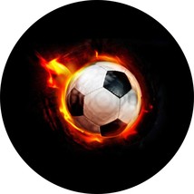 Soccer ball (Fire) Spare Tire Cover ANY Size, ANY Vehicle,Trailer,Camper,RV - £90.96 GBP