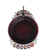 Vtg Handmade Suncatcher Stained Art Glass Red Plate Upcycled Folk Art 11.5&quot; - $64.96 CAD