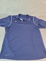 Nike Dri-Fit Men&#39;s Polo Golf Shirt Large Blue Short Sleeve - £8.46 GBP