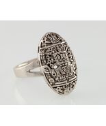 Azteco Stile Warrior Ovale Anello Argento Sterling Misura 8.5 - $1,135.50 MXN