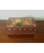 Vintage wood Rosemaling Hand painted Folk Art Box Dove Tail Recipes Trin... - $24.75