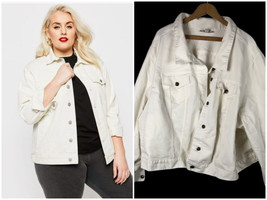 White Jean Jacket Womens Plus Size Stretch 36W 5X Woman Within Denim Womens - $1,061.09 MXN