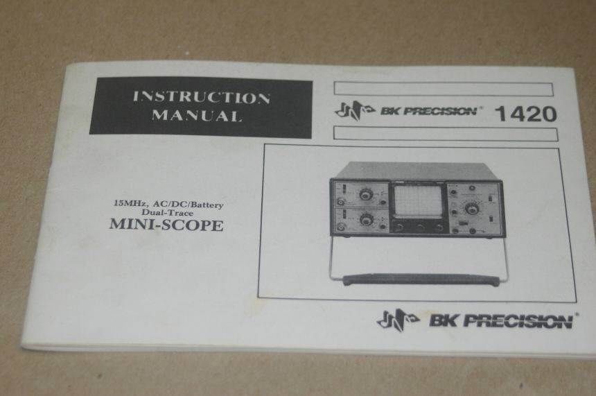 BK Percision 1420 Mini-scope Oscilloscope Instructions Guide User Manual - $24.50