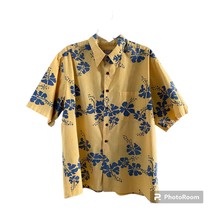 Reyn Spooner Shirt Mens XL Yellow Blue Hawaiian Floral Commemorative Classics - £35.74 GBP