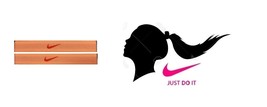 New Nike Womens Girls Set Of 2 Hair Ties Orange Design Swoosh Logo Polyester - £4.79 GBP