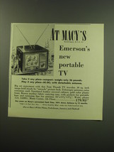 1949 Macy&#39;s Emerson Tom Thumb TV Ad - At Macy&#39;s Emerson&#39;s new portable TV - £13.82 GBP