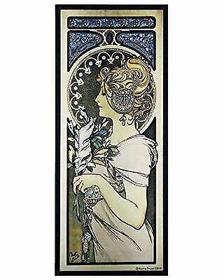 Mucha Stained Glass - Alphonse Mucha Feather Art Glass Panel