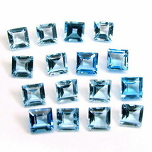 22.1Ct 16pc 6mm Natural Topacio Azul Montura Cuadrado Facetado Piedras Preciosas - £60.47 GBP